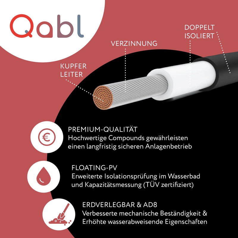 Qabl Solar Cable 4 mm² 5 m Black - Solar