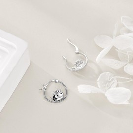 POPLYKE 925 Sterling Silver Highland Cow / Cow / Axolotl / Rabbit / Crocodiles / Unicorn Earrings for Women Animals Earrings for Girls, Sterling Silver
