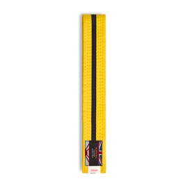 Playwell Martial Arts Cotton Coloured Belt With Black Stripe Grading Belt - (Karate, Judo Taekwondo) (Yellow Belt With Black Stripe, 280cm)