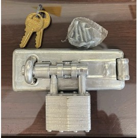 Master Lock Hasplock 475 Padlock Heavy Duty Bolt & Hasp New NOS 2523 Key Silver