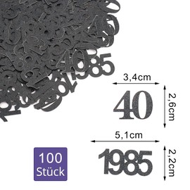 ALEGRE Glitter Confetti Birthday Decoration Black (40th Birthday 1985, Black)