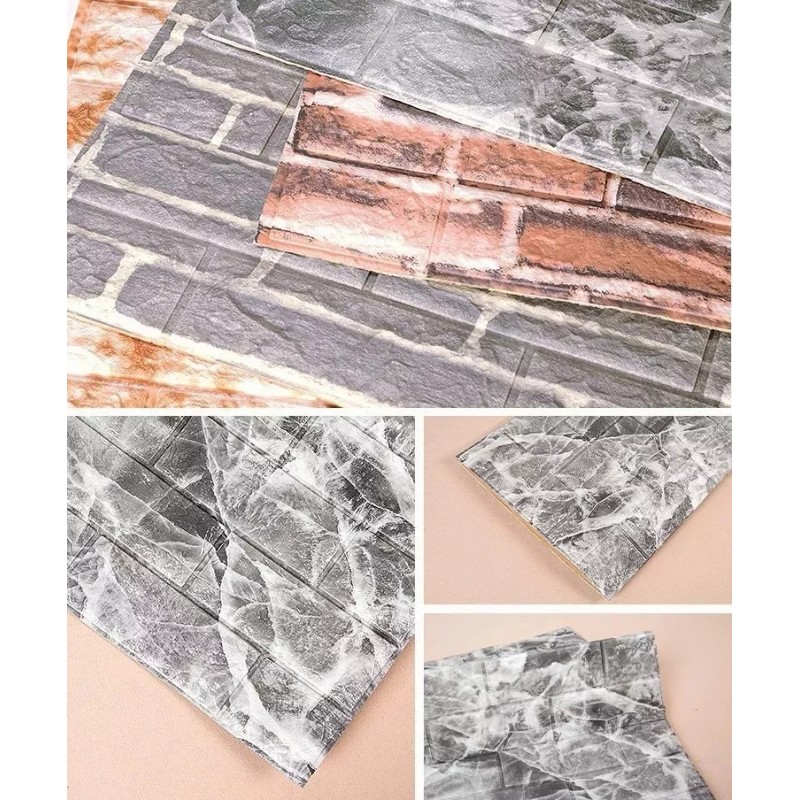 Patrón De Ladrillo Pegatina De Pared 3d Papel Tapiz 10pcs