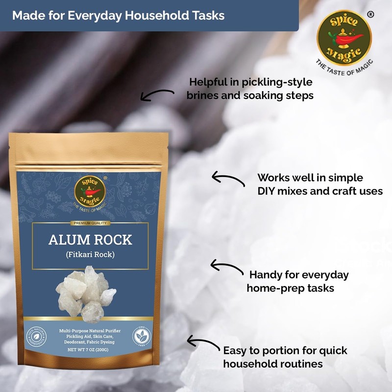 Spice Magic White Alum Crystal Rock, 7oz (200G) I 100%