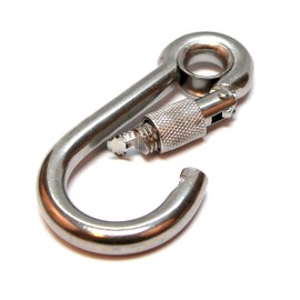 PRIOstahl Carabiner Hook with Safety Nut and Thimble - 7 x 70 mm x 4 Pieces with Screw Lock Connection Link Screw Carabiner Attachment Hanging Chair Punch Bag Stainless Steel V4A