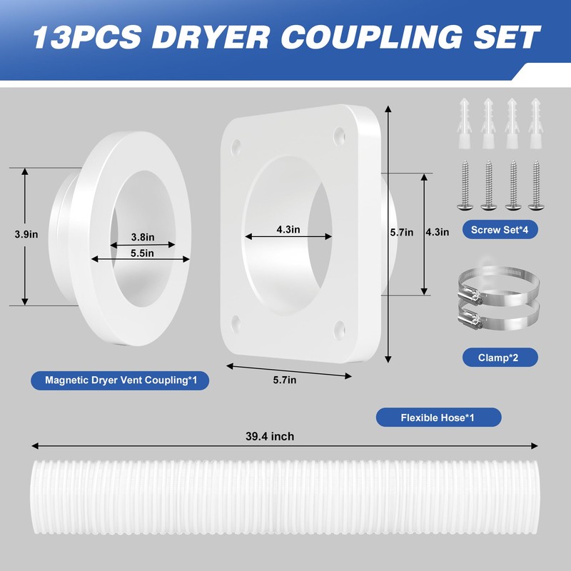 RDXTIK Magnetic Dryer Vent Connector, DV180 Airtight Seal Dryer Vent