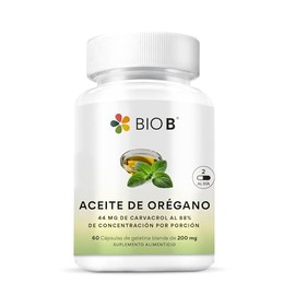 Bio B | Aceite de Orégano en Cápsulas con 88% Carvacrol | 60 Cáps | Apoyo Digestivo, Antibacteriano, Antioxidante y Antifúngico Natural
