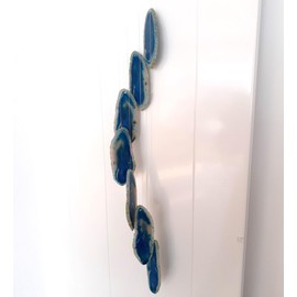 B422 Agate Discs Wind Chime/Mobile Large 7 Agate Stone Discs Blue