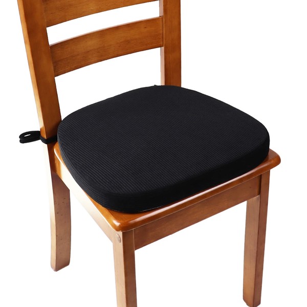 Zabuton Cushion, Dining Chair, Cushion, Washable, Corduroy Fabric, Horseshoe-Shaped Chair Cushion, Solid Color, With Drawstring, Table Chair, Zabuton, Non-slip, 16.9 x 16.1 x 1.6 inches (43 x 41 x 4