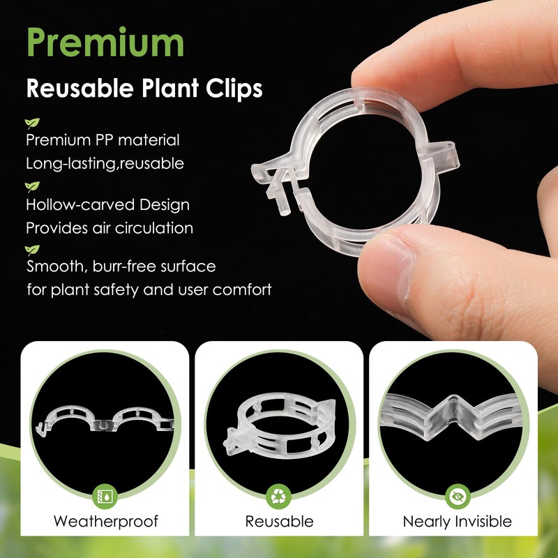 CINKSY 300 PCS Plant Support Clips - Reusable Tomato Clips