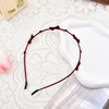 Red Bowknot Headband with Pearl Headpiece for Women Girls Bow