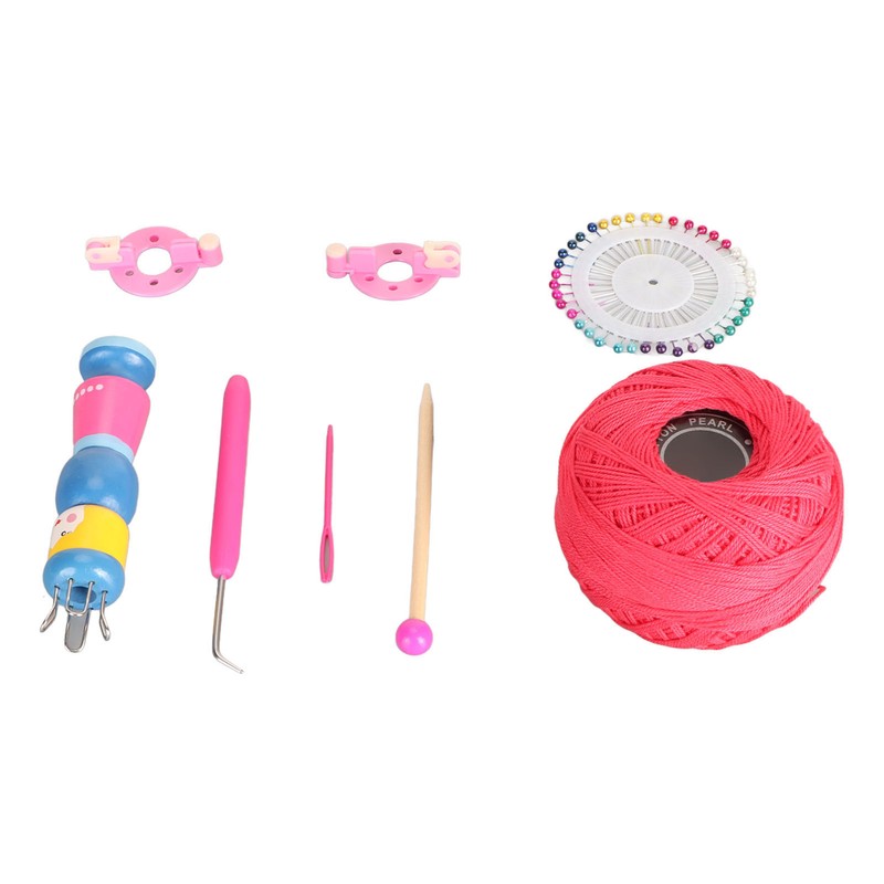 Wooden Knitter Spool Educational Doll Shape Portable Knitting Tool Kit