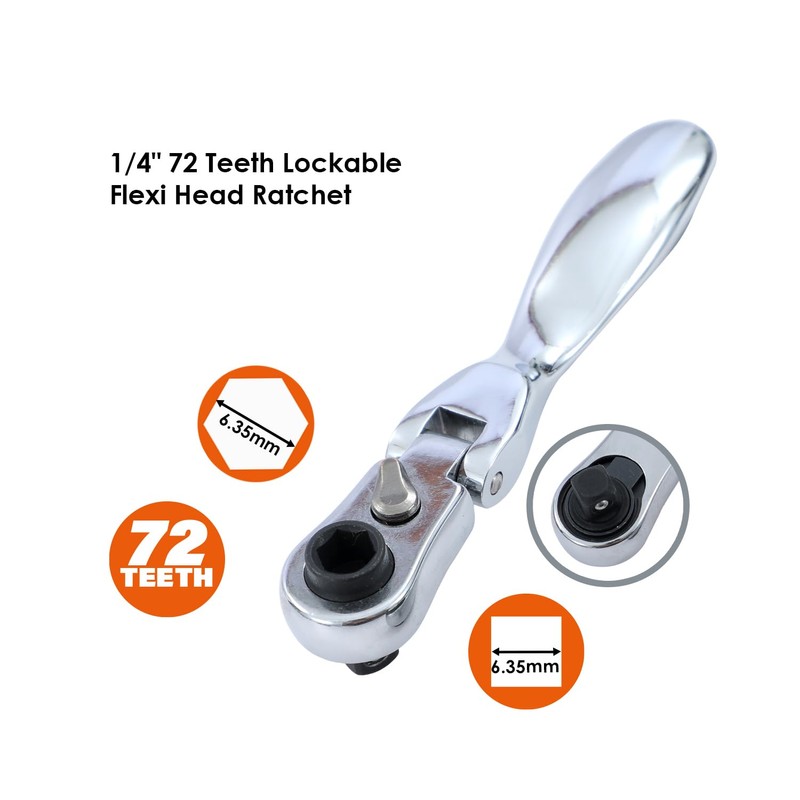 TOPWAY Mini Ratchet Wrench Set 2PCs 1/4 Inch Drive Lockable