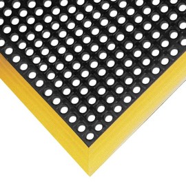NoTrax 549S2840YB 549 Safety Stance 28" x 40" 4-Sided Black/Yellow Safety Anti-Fatigue Drainage Mat