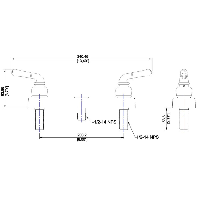 Laguna Brass 3320CP Mobile Home Two Handle Non-Metallic Shower Diverter