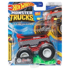 Hot Wheels Monster Trucks Volkswagen Drag Bus, 2023 Connect and Crash (Black/Red)