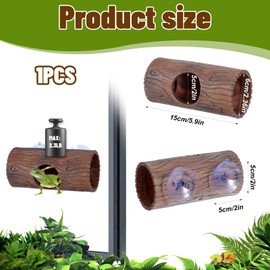 Reptile Hide, Plastic Hollow Hideout with 2Pcs Powerful Suction Cup, Reptile Tank Accessories for Bearded Dragons, Crested Geckos, Frogs, Hermit Crabs, Lizards & Snakes, Terrarium Decor