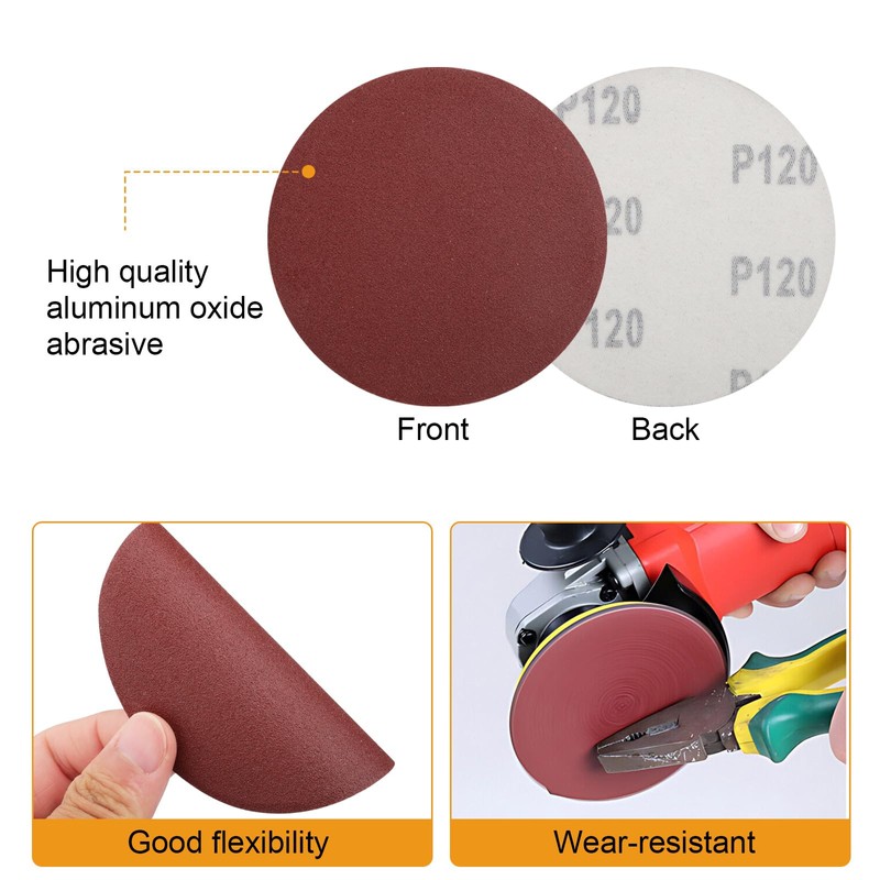 SUNJOYCO 4Inch Angle Grinder Sanding Discs, 100pcs Sand Paper Discs
