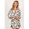 Petal & Pup Women's Cosmo Wrap Mini Dress, White/Black, Small