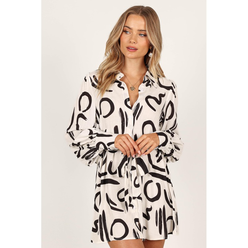 Petal & Pup Women's Cosmo Wrap Mini Dress, White/Black, Small