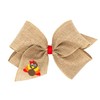 Wee Ones Girls Linen Hair Bow with Turkey Embroidery, Turkey,