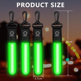 flintronic 4Packs LED Flash Strip, Light Bar Reflector Pendant, Adult Child Safety LED Light, 3 Modes, Suitable for Hiking, Jogging, Cycling, Hiking and More-4*Green