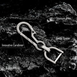 KeyUnity KM01 Titanium EDC Keychain Clip with Bottle Opener, Quick Release Carabiner Key Ring Holder for Men, Km15sw, Medium