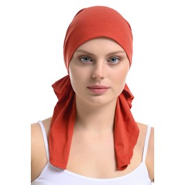 Bamboo and Cotton Chemo Headwear Hair Loss Fitted Pre-Tied Bandana (Zimt)