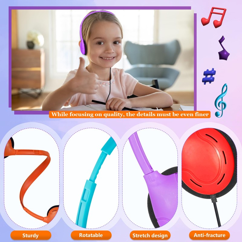 ZXQZYM USB C Headphones Bulk for Classroom School Kids 30