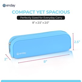 Enday Blue Silicon Pencil Case, Silicon Pencil Pouch Aesthetic, Portable Small Pencil Case For Office & School Supplies, Pen Case for Girls Women Makeup Pouch