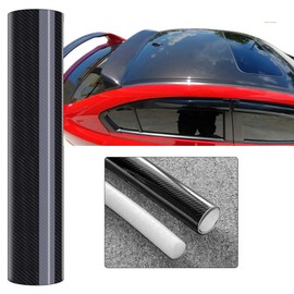 12"x60" 7D Premium High Gloss Black Carbon Fiber Vinyl Car Wrap for Automotive with Air Release Technology | Interior and Exterior (1FT x 5FT)