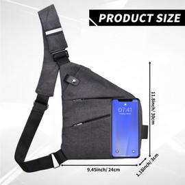 YAOZUP Anti-theft travel bag, multi-pocket chest pocket for men and women, anti-theft bag, anti-theft bag for hiking, jogging, Gray-Left Shoulder