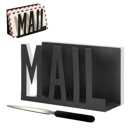 Hoshisea Letter Tray, Black Metal Letter Sorter, Black Letter Stand, Metal Letter Tray, with Letter Opener, Filing Rack Suitable for Home, Office, School