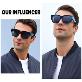 DUCO 8970 Over Sunglasses, Over Glasses, Over Glasses, Over Glasses, Polarized Lenses, UV400, UV Protection, Unisex, blue-grey