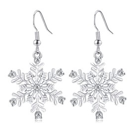 Snowflake Pierced Hook Dangle Earrings for Women Crystal Snowflake Sparkly Earrings for Christmas Earrings Gifts Winter Party with Message Card & Velvet Bag
