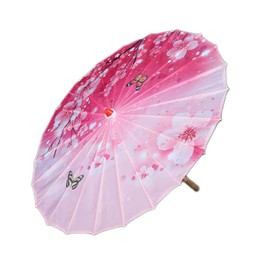 Fabric Umbrella, Classic Flower Umbrella Women Handmade Umbrella Windproof Chinese Classical Dance Umbrella() Festivals Japanese Parasol (Butterfly Plum)