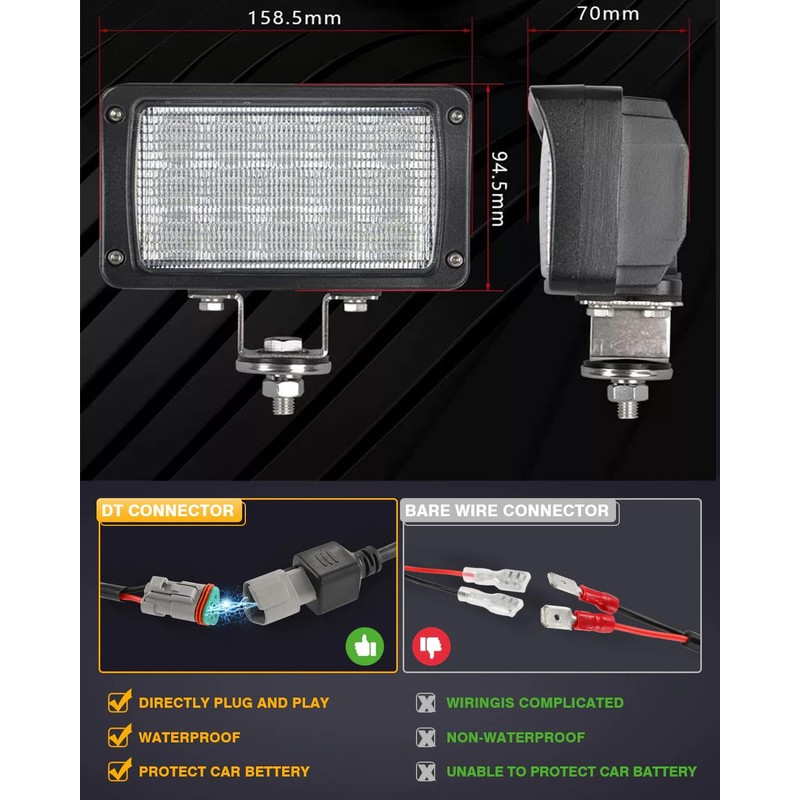 JASLITE 2PACK 6.3IN 45W Led Work Lights 12v/24v 4500LM 6500K
