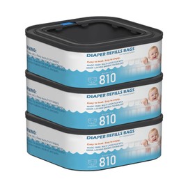 Jumbo Square Refills Disposal Bags Refill Compatible with Diaper Genie Compact and Select Pails (Not Fit Classic Version Pails), Hold Up to 810 Newborn-Sized Diapers Per Refill, Pack of 3