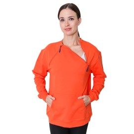 MandM MandMcares Medical Apparel - Port & Central Access Sweater for Hemodialysis & Chemotherapy - Long-Sleeved Tee with Dual Zippers - Dialysis Shirt Pocket Men and Women (Orange, X-Large)