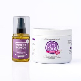 LET'S COCO | Kit Anti-Celulitis y Estrías (Let’s Coco Smooth + Violeta Body Oil) - Exfoliante Corporal de Café, Anti-Celulitis, Para Uso en Todo el Cu