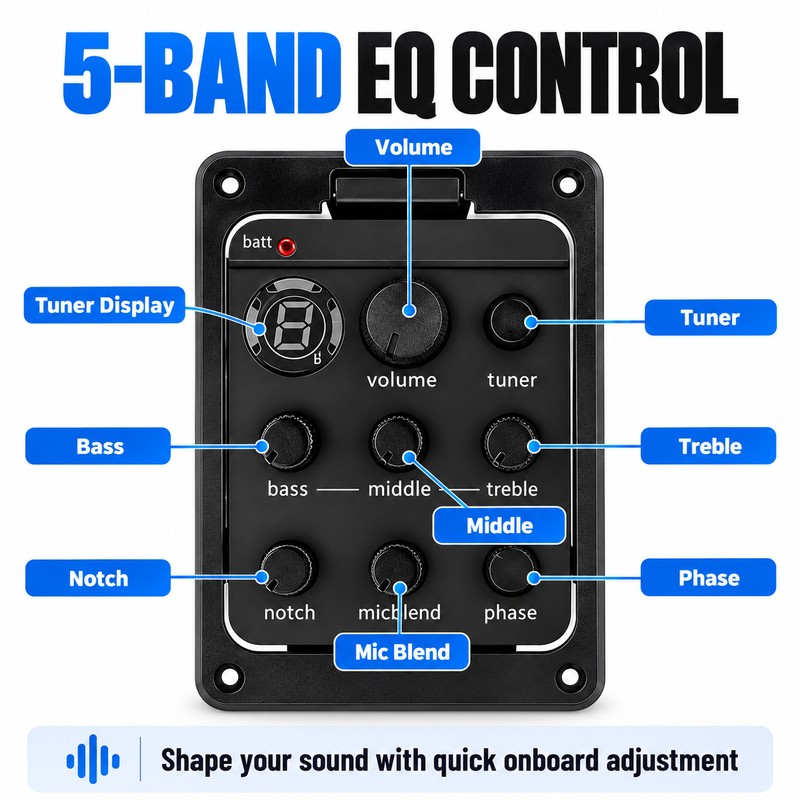 Acoustic Guitar Pickup Preamp with EQ and Tuner – 301-Style