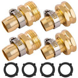 2 Set Garden Hose Repair Connector with Clamps, Fit for 3/4" or 5/8" Garden Hose Fitting, 5/8" Barb x 3/4" GHT Garden Hose Adapter/Fittings, Water Hose Repair Kit