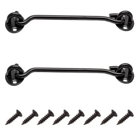 Coufce 10 Inch Barn Door Hook and Eye Latch,Privacy Gate Latch Hook, Black Stainless Steel Latch Hook for Barn, Cabin, Shed Door, Garage