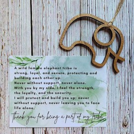 Wooden Friendship Elephant Ornament – Christmas Tree Topper and Wall Hanging Décor for Home, Tribal Sisterhood Gift for Women, Eco-Friendly Holiday Decoration