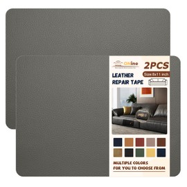ONine Leather Repair Patch,Self-Adhesive Couch Patch,Multicolor Available Scratch Leather 8.3X11 Inch （2pcs） Peel and Stick for Sofas,Car Seats Backpack Jackets(Grey-Litchi Grain)