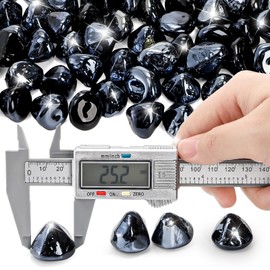 yarlung 10 Pounds Fire Glass Diamonds for Fire Pit, 1 Inch Black Luster Crystal Glass Rocks for Propane Fireplace, Landscaping, Vase Filler, Fish Tank