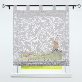 CORLIF Roman Blind Burnout Transparent Roman Curtain with Loops Tab-Top Roller Blind Modern Light Grey W x H 120 x 150 cm Pack of 1