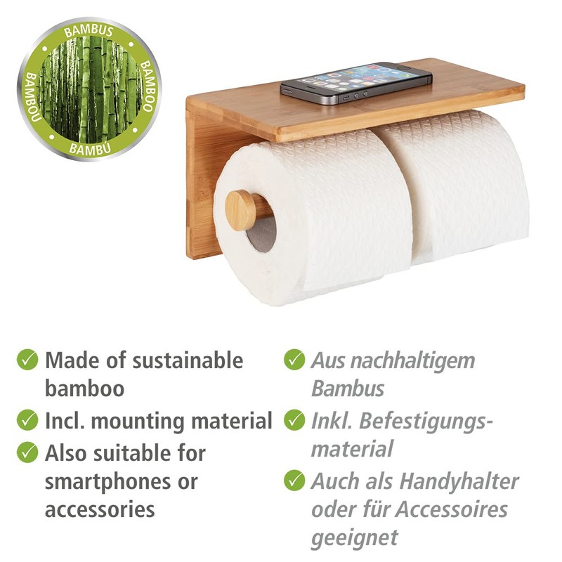 WENKO Duo Bambusa Toilet Roll Holder