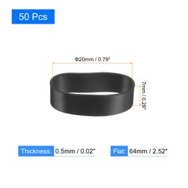 uxcell 50Pcs Silicone Rubber Bands, 20x7mm Rubber Bands Rings Cable Ties Strong Elastic Bands Non-slip for Cord Wrapping Bag Wraps, Black