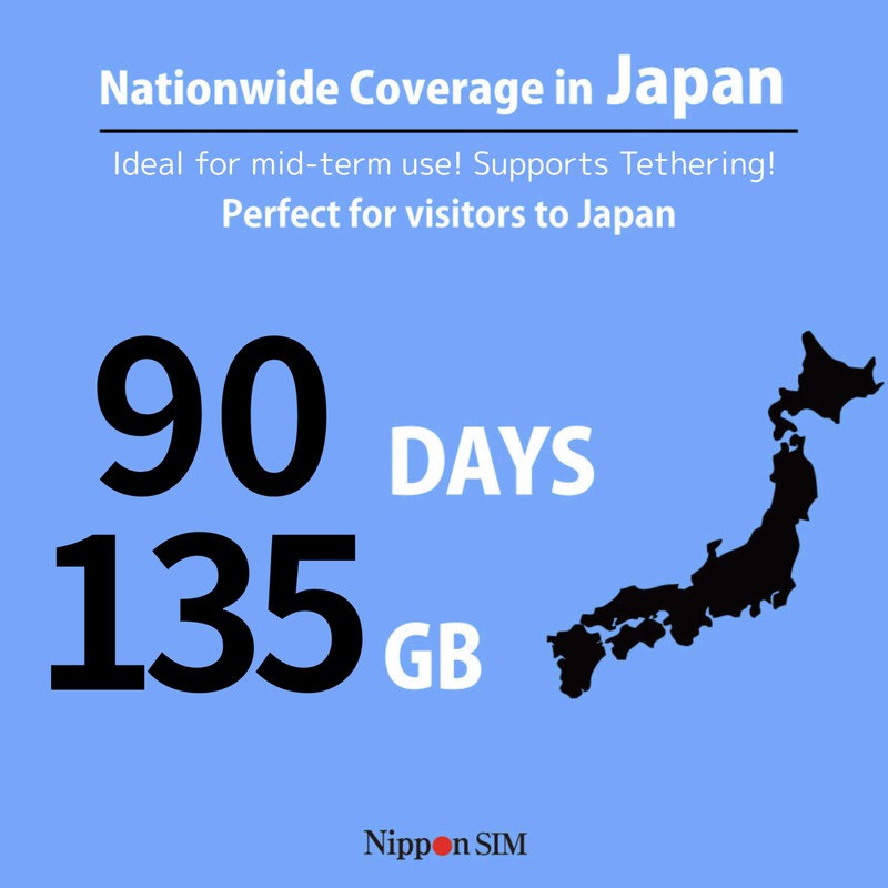 Japan SIM Card 90 Days Data Only | 135GB High-Speed