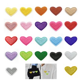 JUGUTA Pack of 22 iron-on patches, heart patches for children, mini embroidery patches, iron-on patches, adult for hat, jacket, jeans, backpacks, DIY decoration